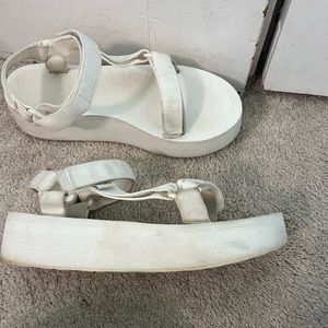 White Platform Teva Sandals.
